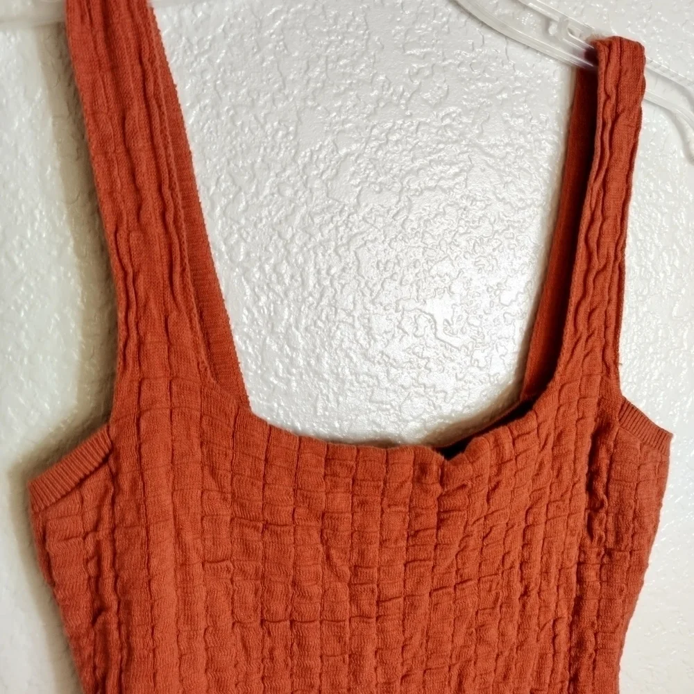 Free People Beach Short & Sweet Mini back buttons rusty orange Dress sz S